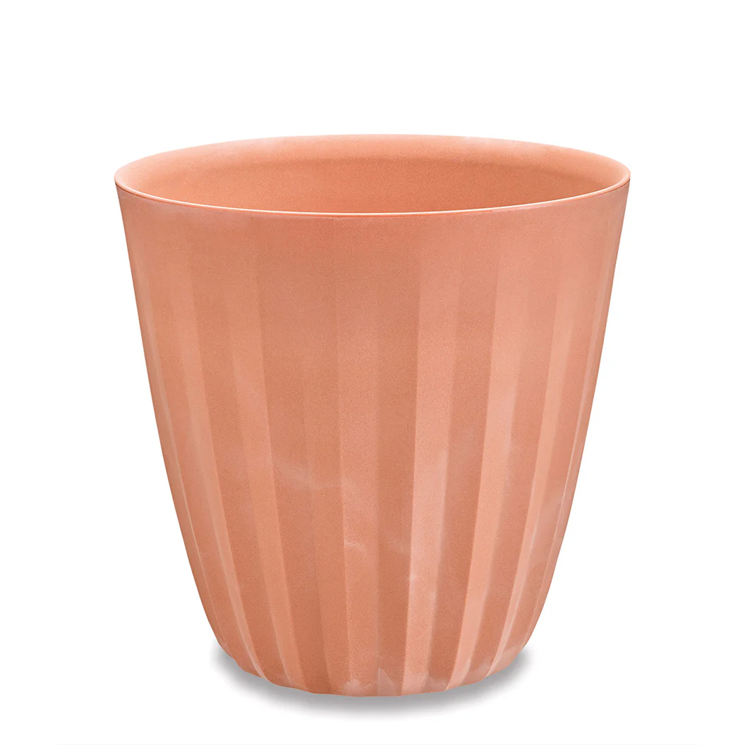Crescent Garden Pleat Modern Planter in Weathered Terracotta - Image 2