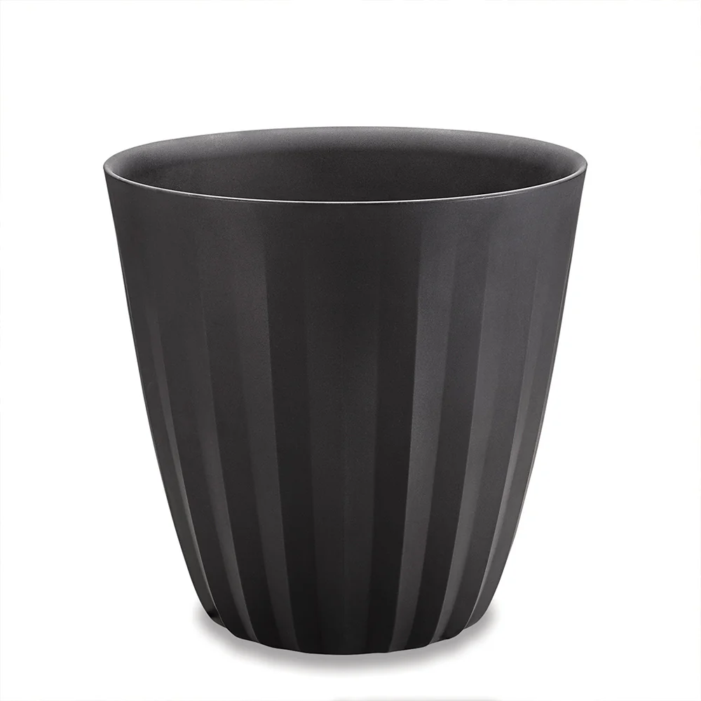 Crescent Garden Pleat Modern Planter in Caviar Black - Image 2